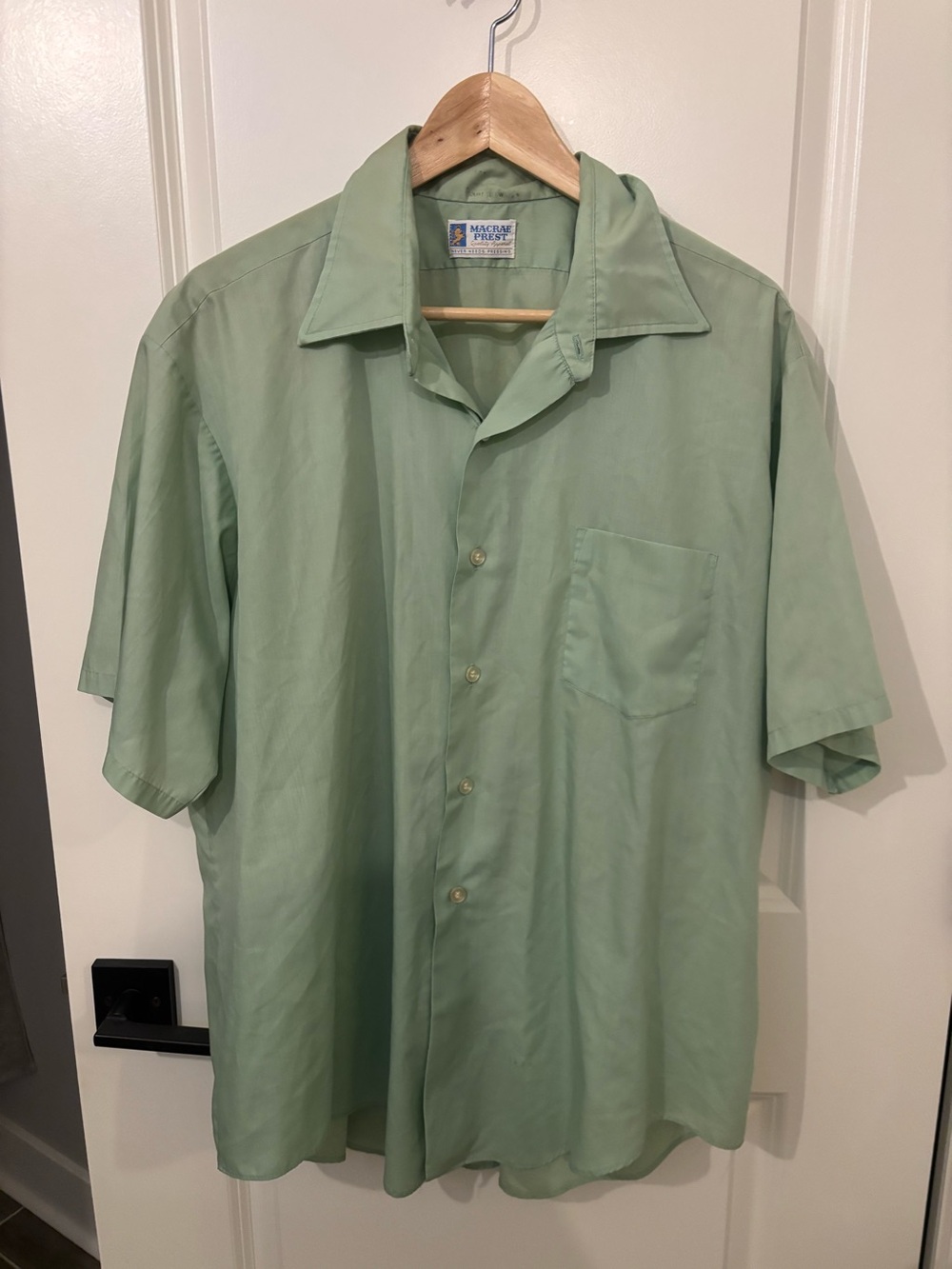 Vintage Macrae Prest Sage Green Button Down Shirt. Never need pressing!